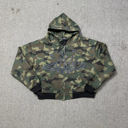 BROKEN PLANET CAMO ZIP-UP HOODIE
