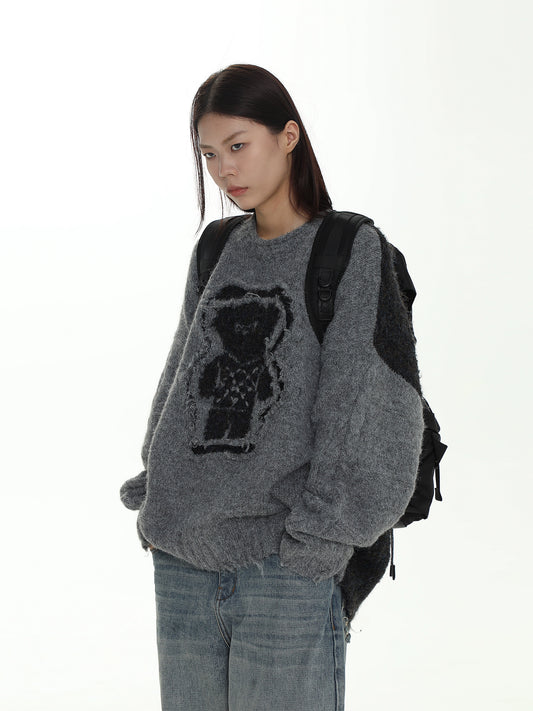 MASONPRINCE Reversible Double-Worn Contrasting Bear Sweater