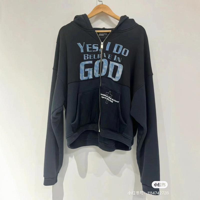 ENFANT RICHE DEPRIME YES I DO BELIEVE IN GOD ZIP-UP HOODIE