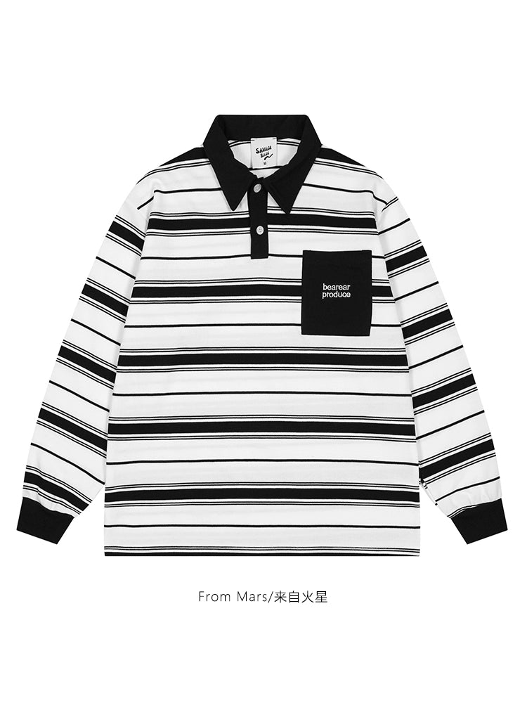 BEAREAR PRODUCE Black Collar L/S T-shirt