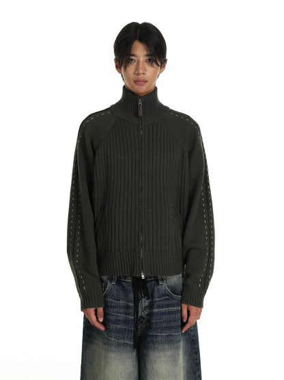 MASONPRINCE 90 Sport-patch Wool Sweater Cardigan