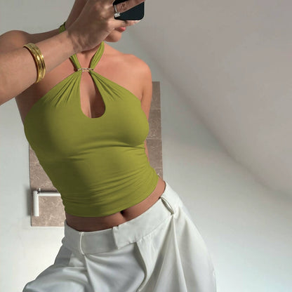 Beebe Knot-Front Halter Neck