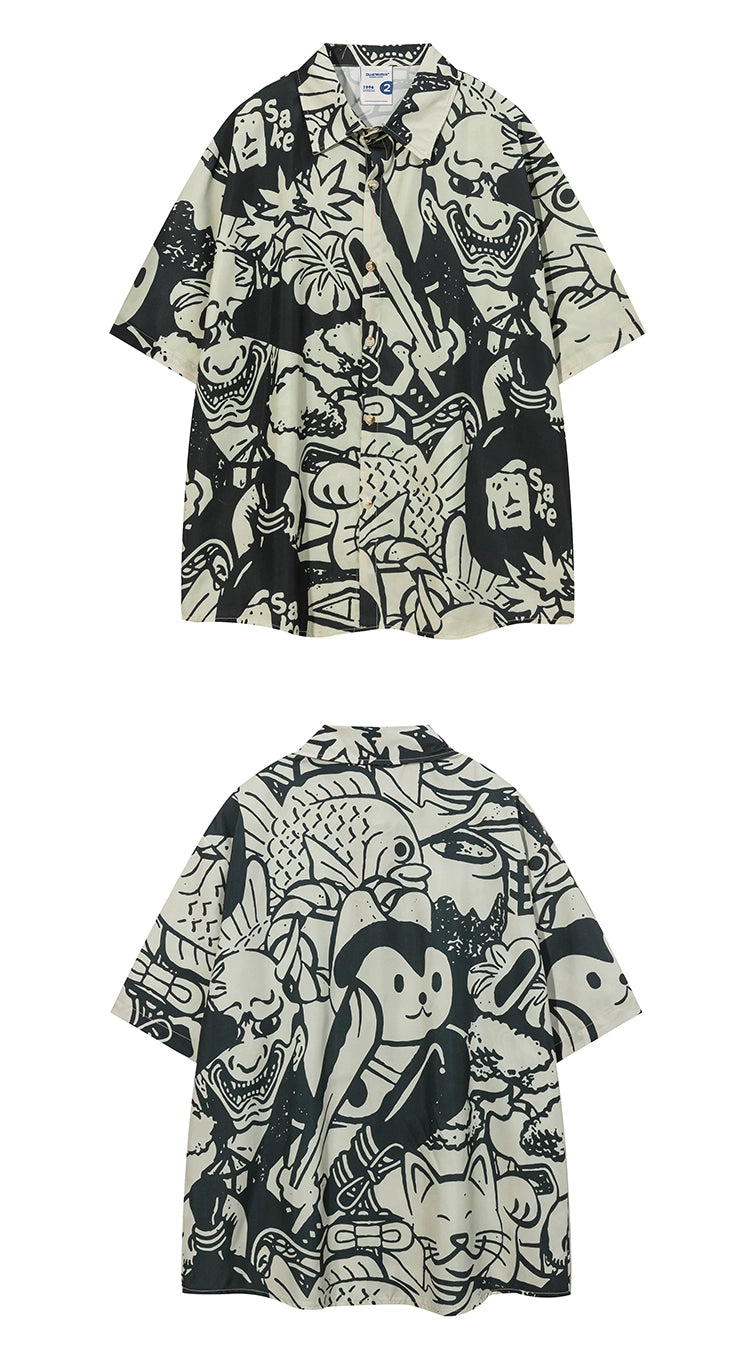 NUBI 'Bald Samurai' Japanese manga Short-sleeve Shirt