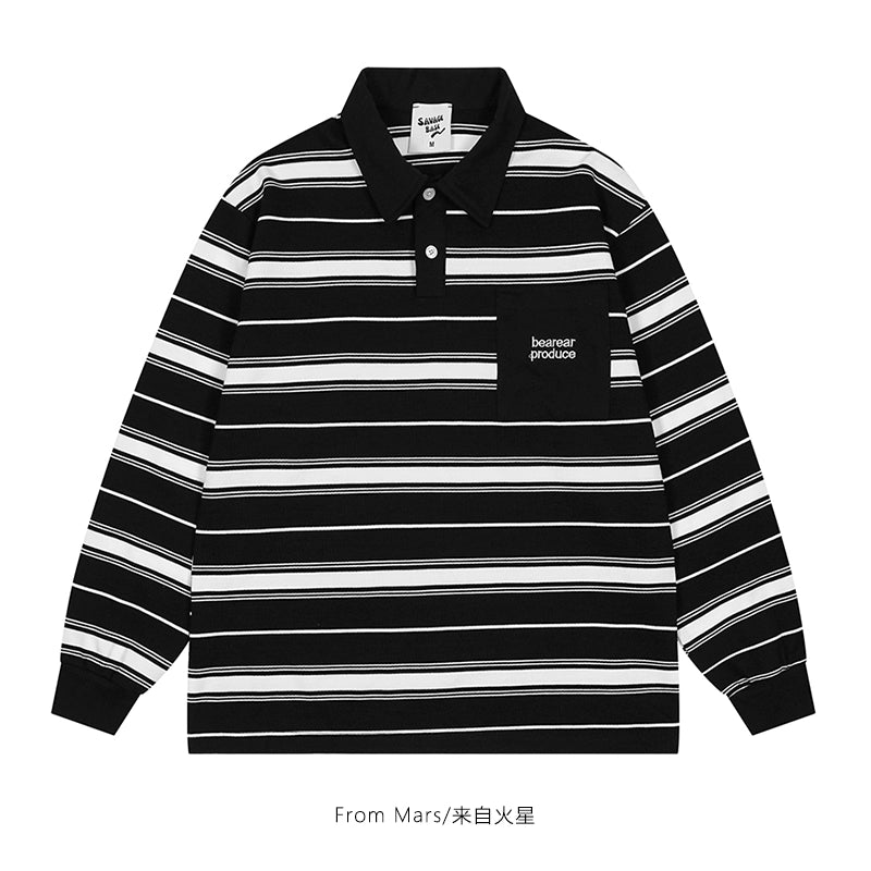 BEAREAR PRODUCE Black Collar L/S T-shirt