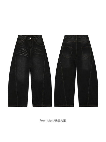 Scimitar Wide-leg Jeans [Washed Black]