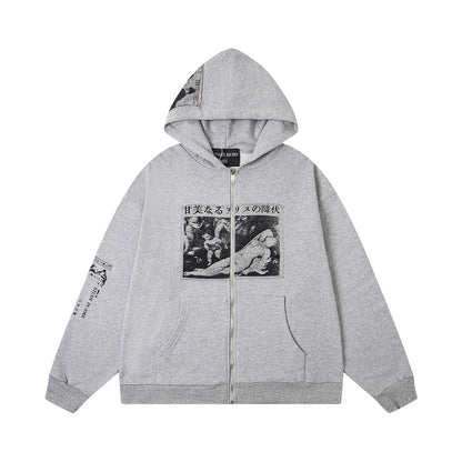 ENFANT RICHE DEPRIME ASSEMBLAGE ZIP HOODIE HEATHER GREY