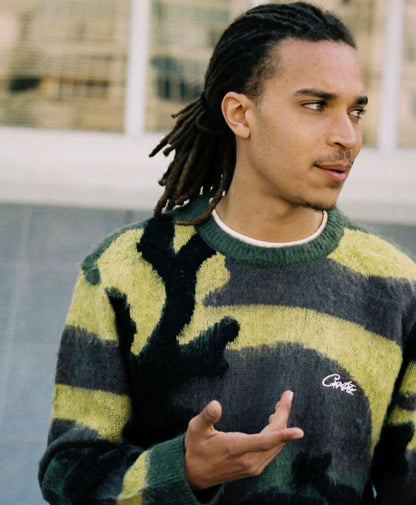 CORTEIZ  Mohair Knit Sweater [Green Camo]