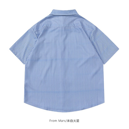 NUBI 'Yonsei' Vertical stripe S/S Shirt