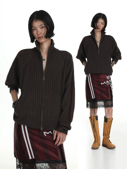MASONPRINCE 90 Sport-patch Wool Sweater Cardigan
