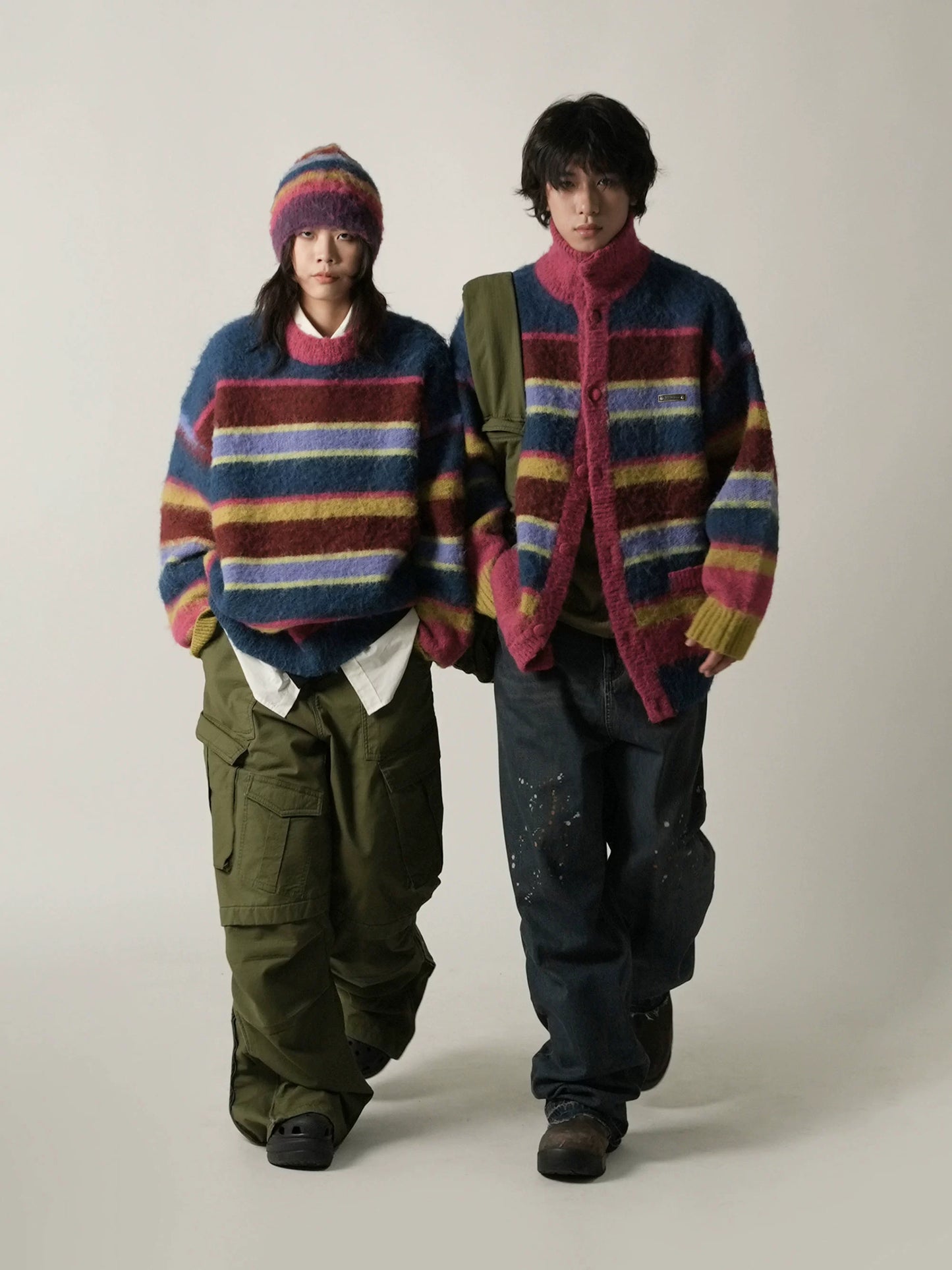 MASONPRINCE Striped  Knitted Cardigan Sweater