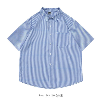 NUBI 'Yonsei' Vertical stripe S/S Shirt
