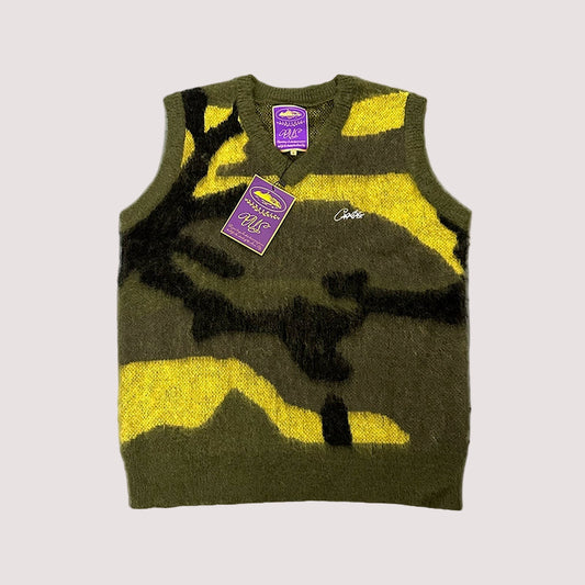 CORTEIZ MOHAIR KNIT VEST [Green Camo]