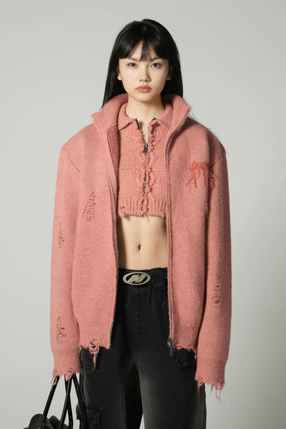 MAISONPRINCE Merino wool Zippered Cardigan Sweater