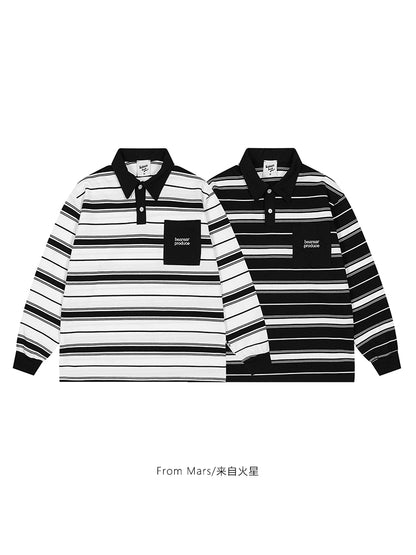 BEAREAR PRODUCE Black Collar L/S T-shirt