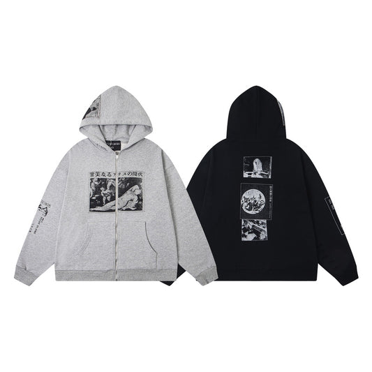ENFANT RICHE DEPRIME ASSEMBLAGE ZIP HOODIE HEATHER GREY