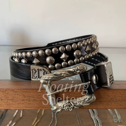 ENFANT RICHE DEPRIME Rose Carved Punk Rock Tanned Belt