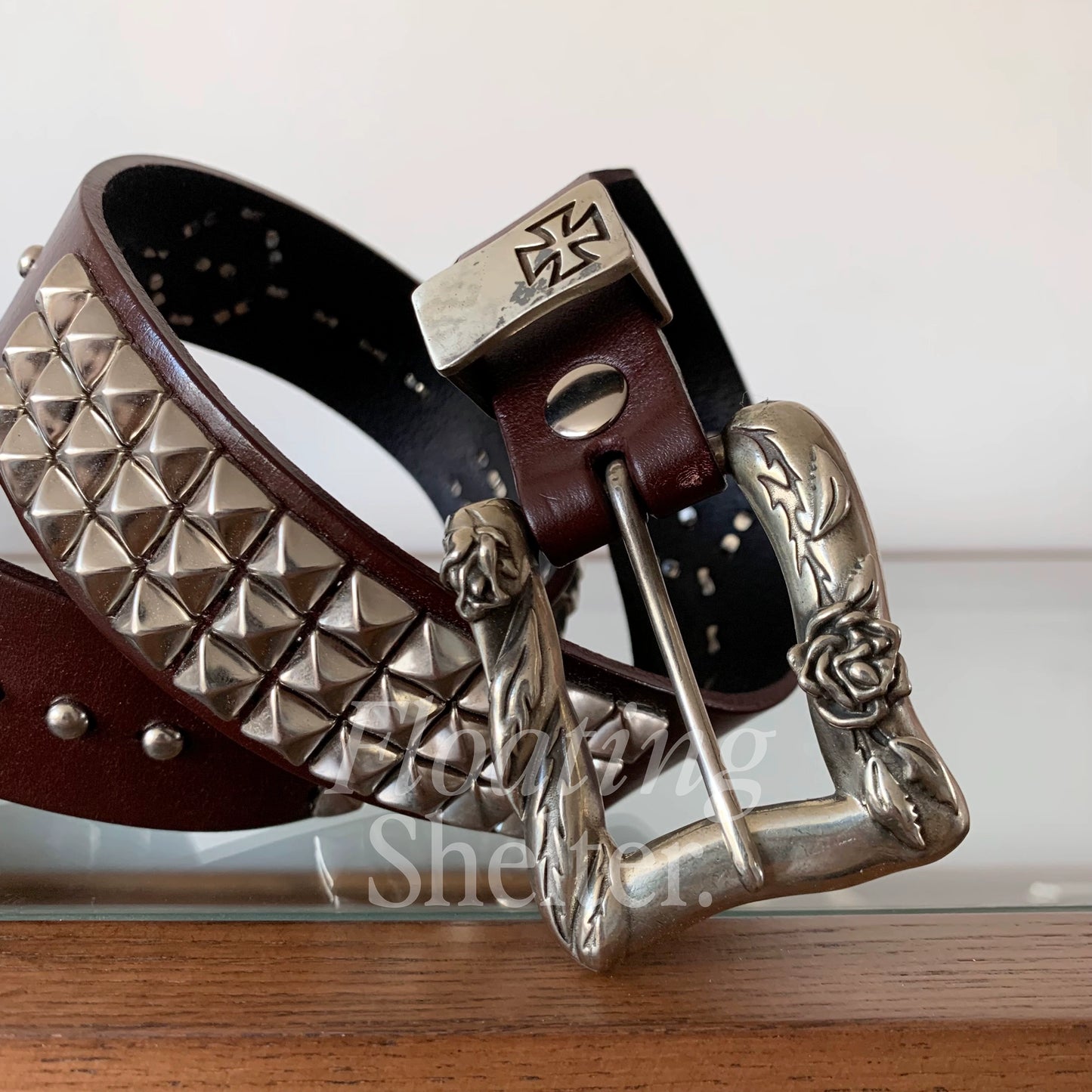 ENFANT RICHE DEPRIME Rose Carved Punk Rock Tanned Belt