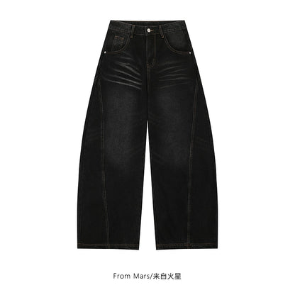 Scimitar Wide-leg Jeans [Washed Black]