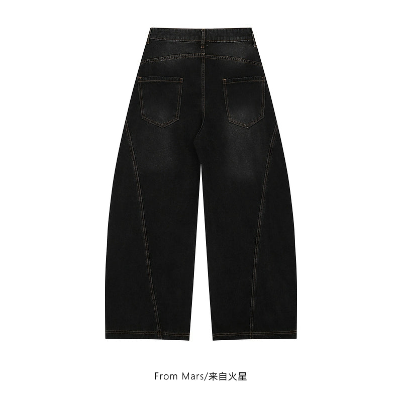 Scimitar Wide-leg Jeans [Washed Black]