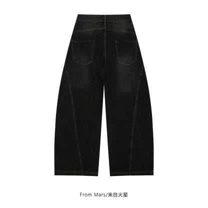 Scimitar Wide-leg Jeans [Washed Black]