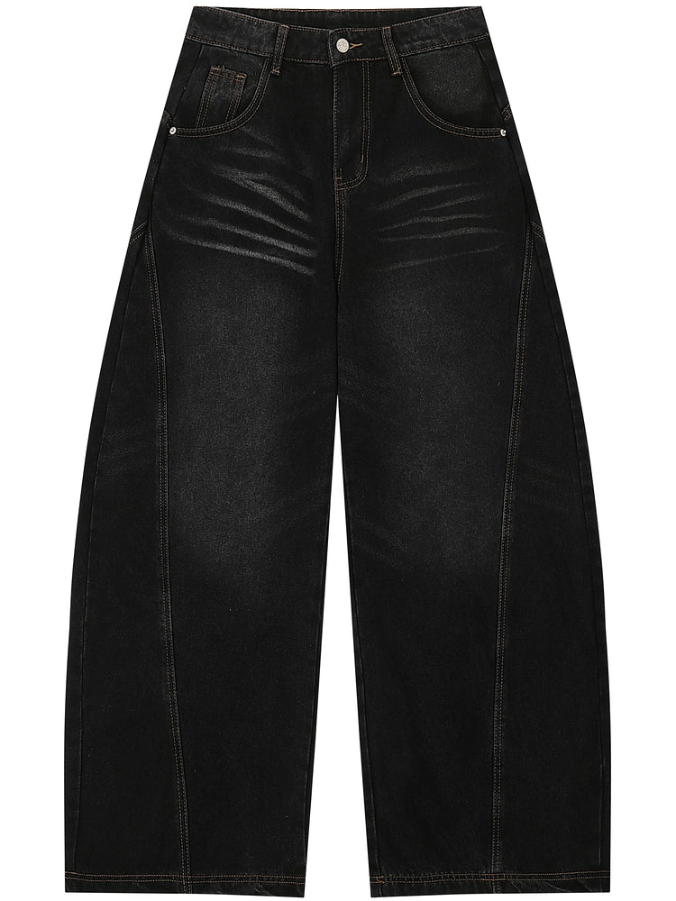 Scimitar Wide-leg Jeans [Washed Black]