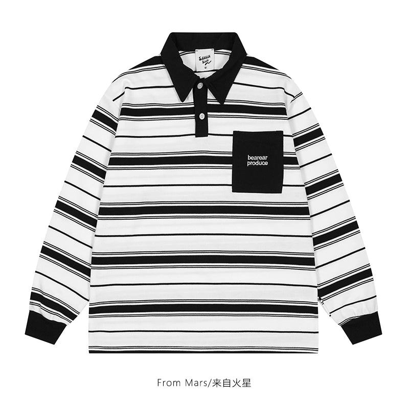 BEAREAR PRODUCE Black Collar L/S T-shirt