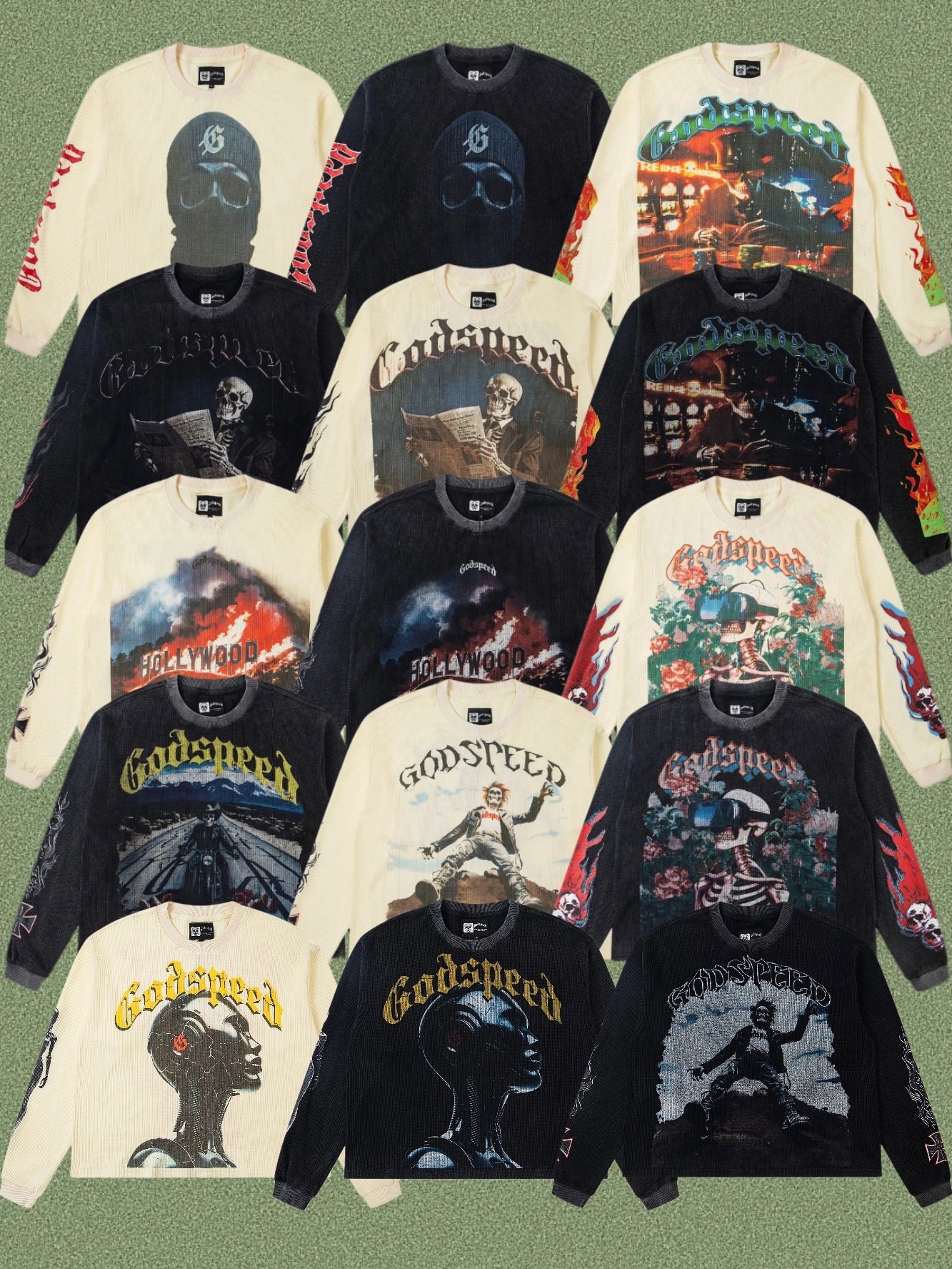 Godspeed Classic Skull Print West Coast Long Sleeve T-Shirt