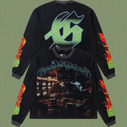 Godspeed Classic Skull Print West Coast Long Sleeve T-Shirt
