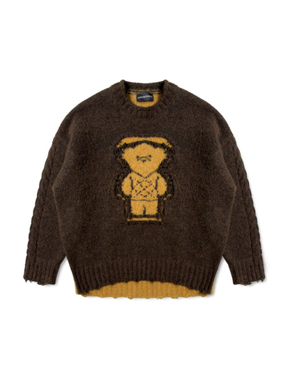 MASONPRINCE Reversible Double-Worn Contrasting Bear Sweater