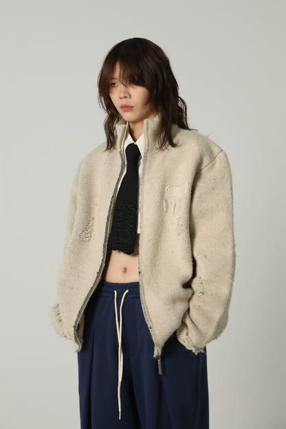 MAISONPRINCE Merino wool Zippered Cardigan Sweater