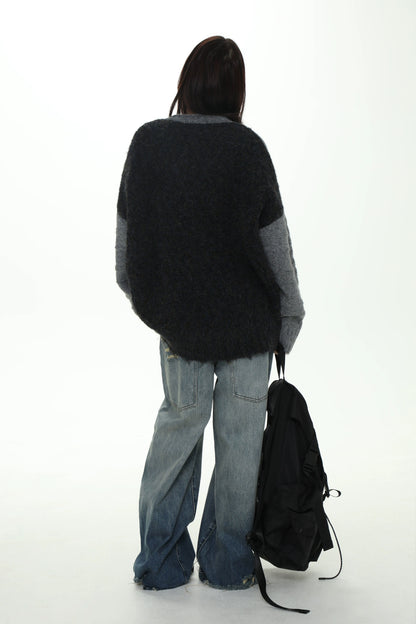 MASONPRINCE Reversible Double-Worn Contrasting Bear Sweater