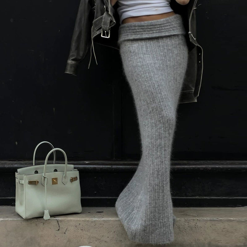 Moth Fluffy Knitted Long Skirt Set