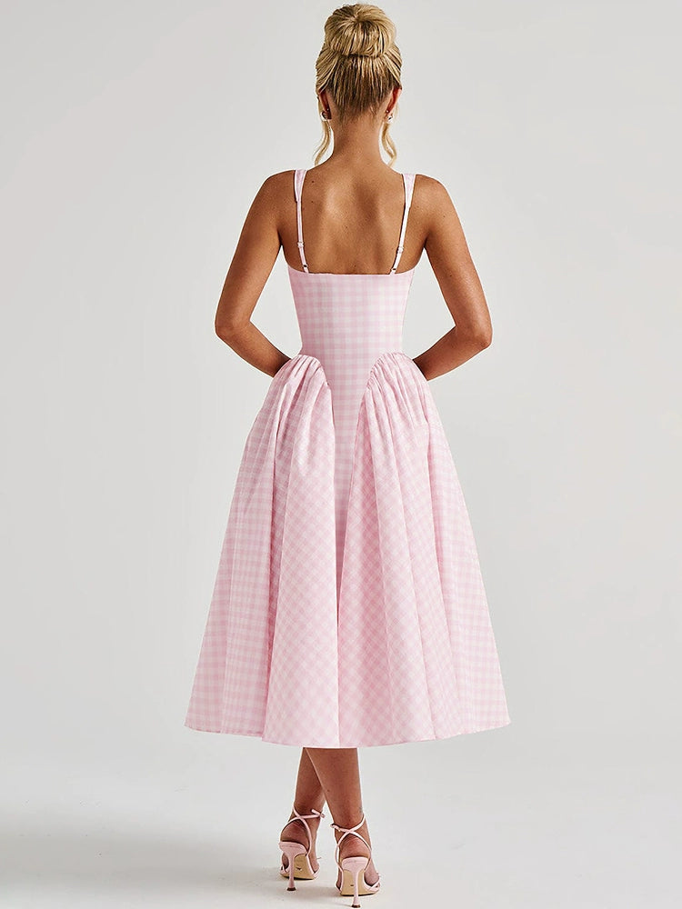 The Hiso Neck Suspender Waist Slimming A-line Long Dress