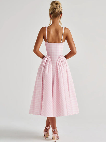 The Hiso Neck Suspender Waist Slimming A-line Long Dress