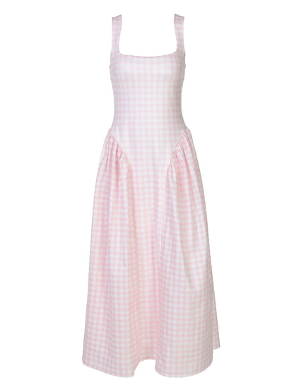 The Hiso Neck Suspender Waist Slimming A-line Long Dress