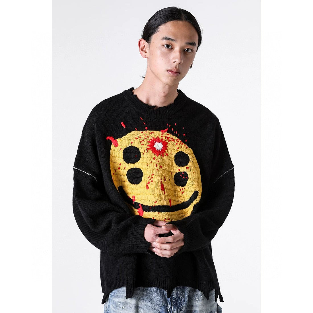 SAINT MICHEAL x CPFM SMILEY FACE WOOL SWEATER