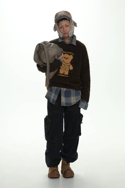 MASONPRINCE Reversible Double-Worn Contrasting Bear Sweater