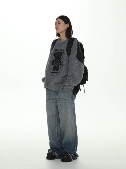 MASONPRINCE Reversible Double-Worn Contrasting Bear Sweater