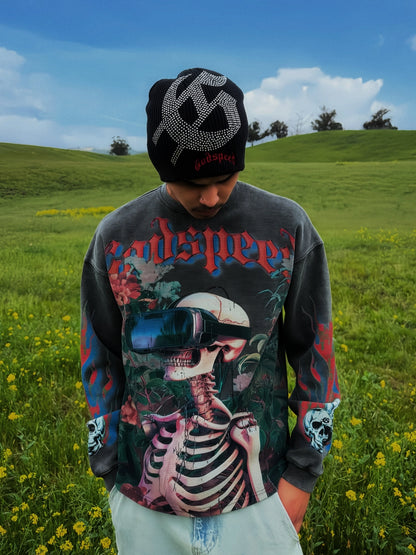 Godspeed Classic Skull Print West Coast Long Sleeve T-Shirt