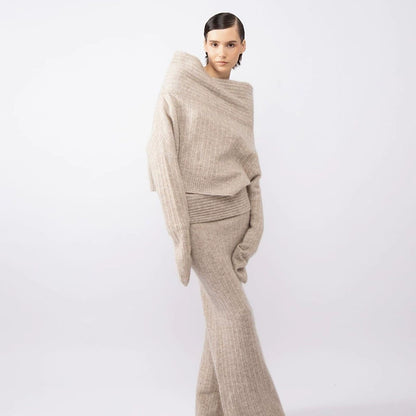 Moth Fluffy Knitted Long Skirt Set