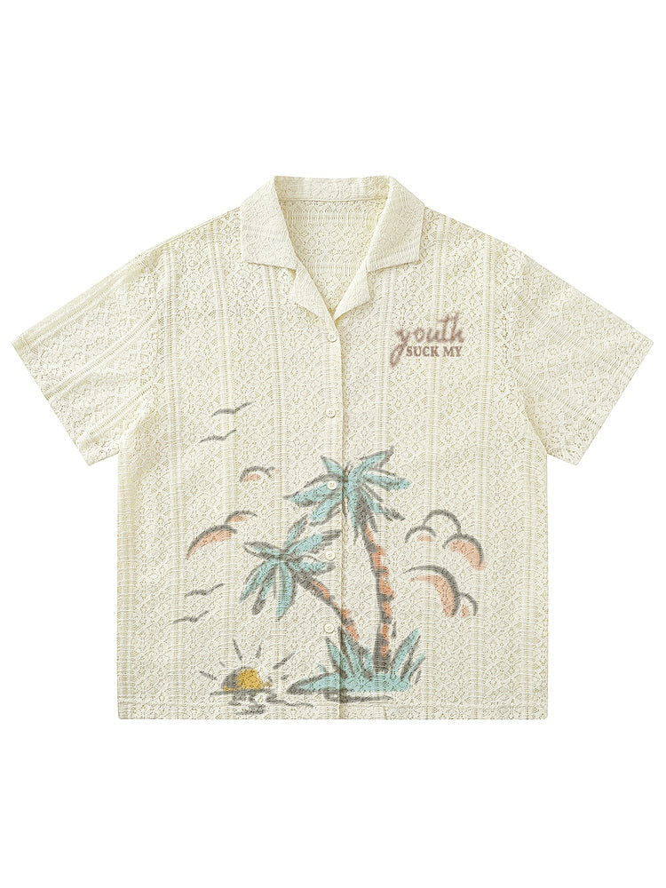 NUBI 'Palms' Oversize Summer Short-sleeve Shirt