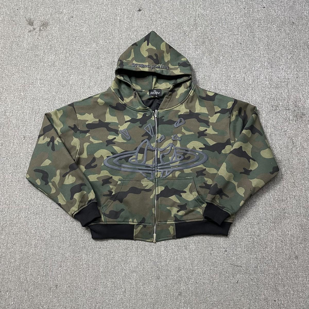 BROKEN PLANET CAMO ZIP-UP HOODIE