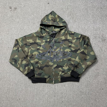BROKEN PLANET CAMO ZIP-UP HOODIE