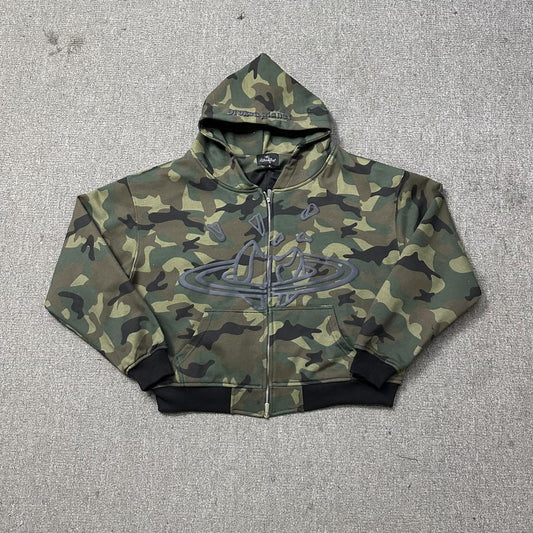 BROKEN PLANET CAMO ZIP-UP HOODIE