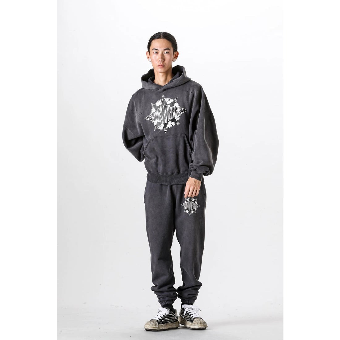 SAINT TEARS PENTAGRAM OLD WASHED HOODIE
