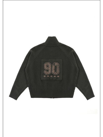 MASONPRINCE 90 Sport-patch Wool Sweater Cardigan